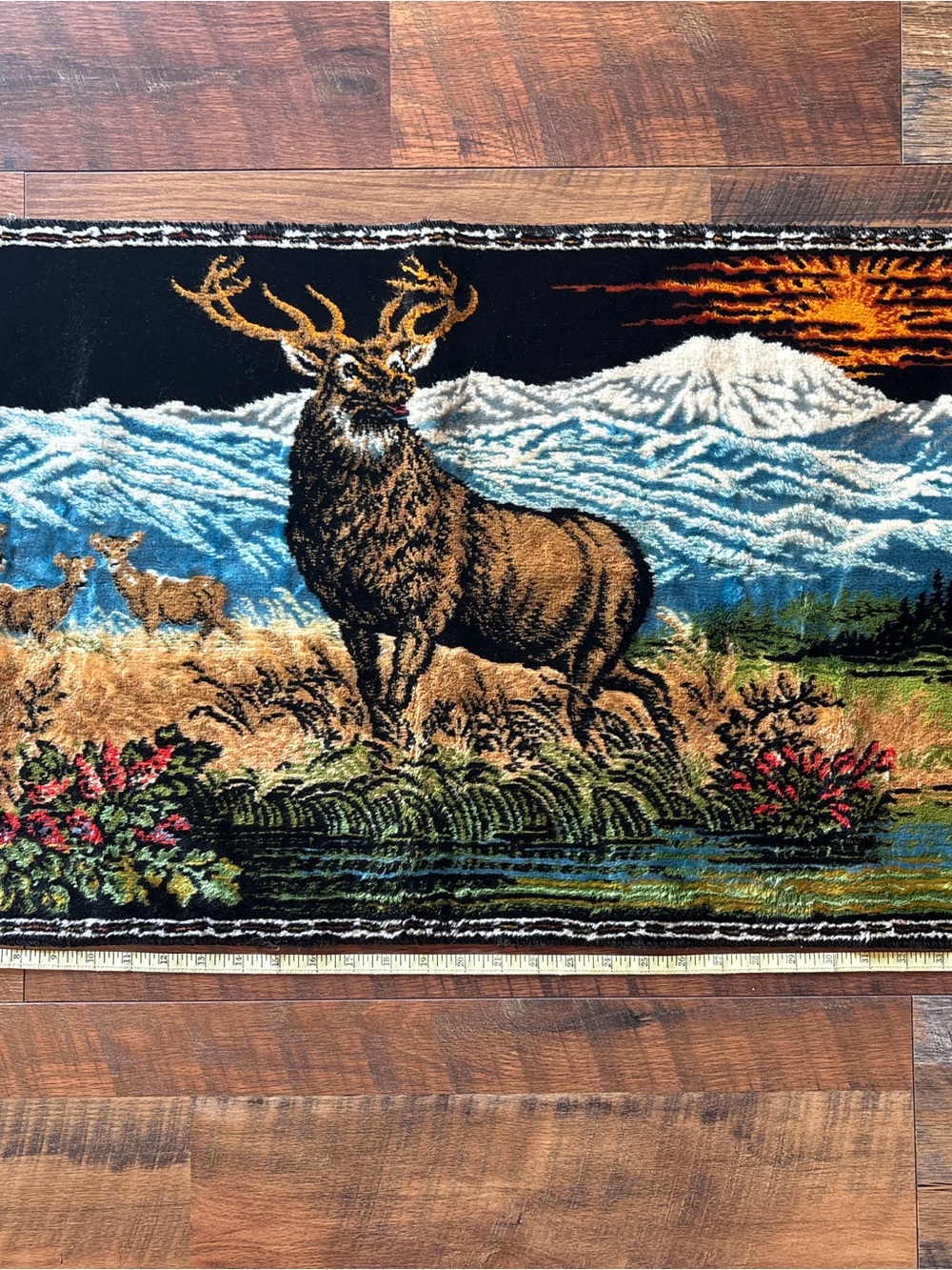 Wall Tapestry Deer Landscape in Brown and Blue | outdoor natural vintage